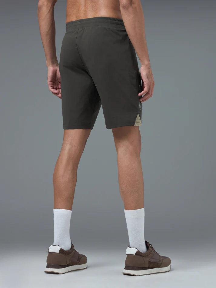 OR658 MEN SOLID 2WAY CUT & SEW RELAXFIT SHORTS | BLACK OLIVE