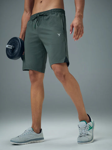 OR658 MEN SOLID 2WAY CUT & SEW RELAXFIT SHORTS | TREKKING GREEN