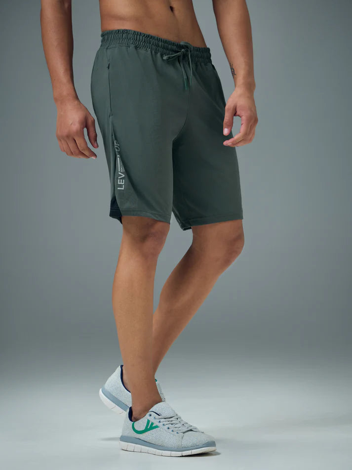 OR658 MEN SOLID 2WAY CUT & SEW RELAXFIT SHORTS | TREKKING GREEN