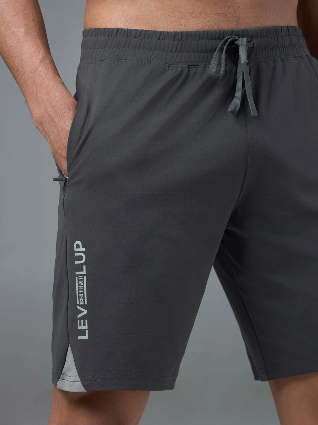 OR658 MEN SOLID 2WAY CUT & SEW RELAXFIT SHORTS | WOOLAND GREY