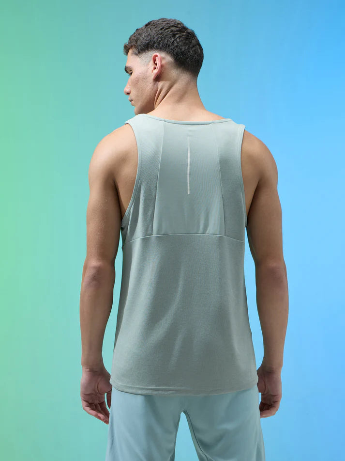 P882 Men Melange Slim Fit Round Neck Sports Innerwear Vest with DOUBLE COOL | Aqua Grey Melange