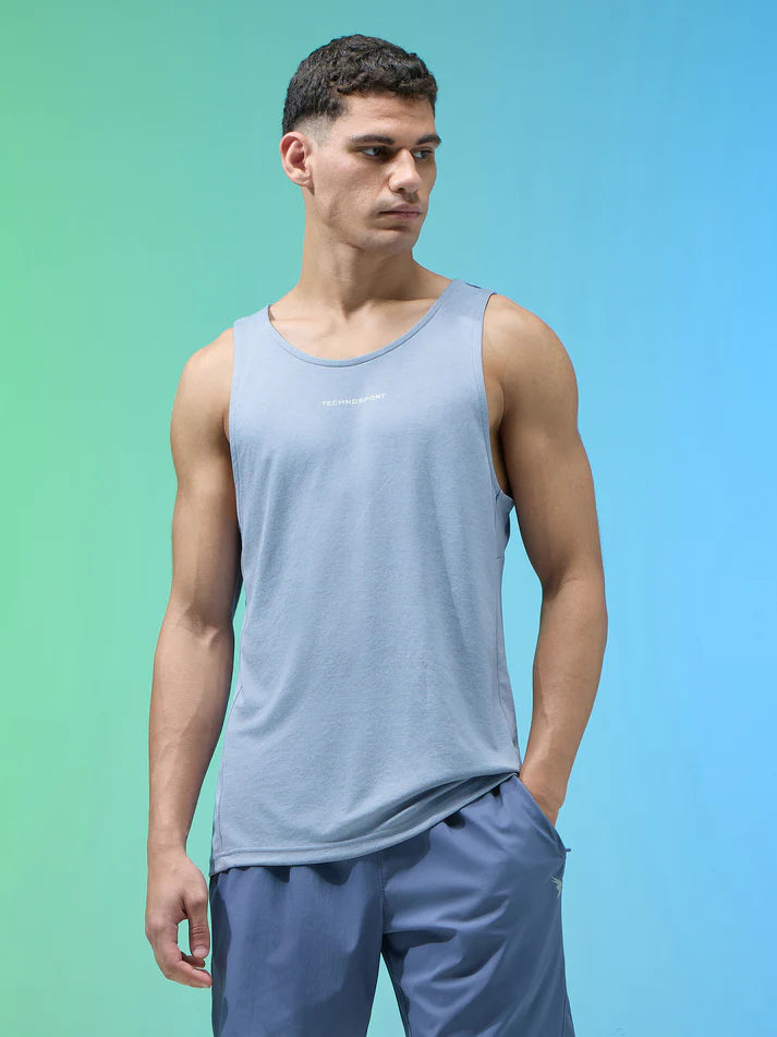 P882 Men Melange Slim Fit Round Neck Sports Innerwear Vest with DOUBLE COOL |Troposphere Melange