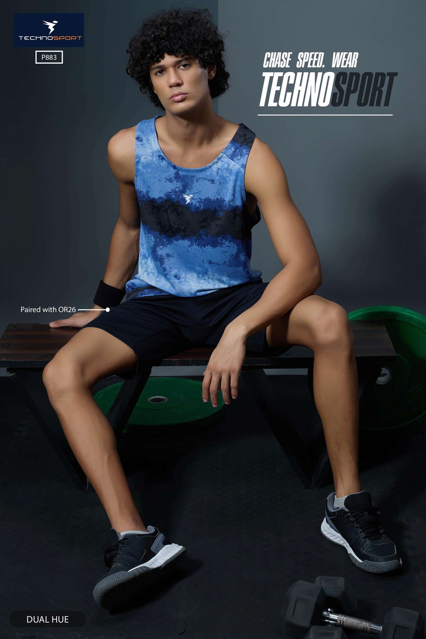 P883 MEN SLEEVLESS GRAPHIC PRINT SLIMFIT  | DUAL HUE