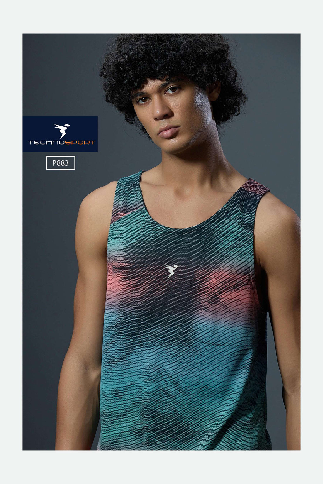 P883 MEN SLEEVLESS GRAPHIC PRINT SLIMFIT  | CERULEAN BLUSH