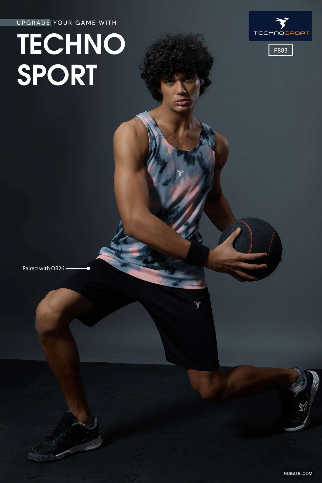 P883 MEN SLEEVLESS GRAPHIC PRINT SLIMFIT  | INDIGO BLOOM