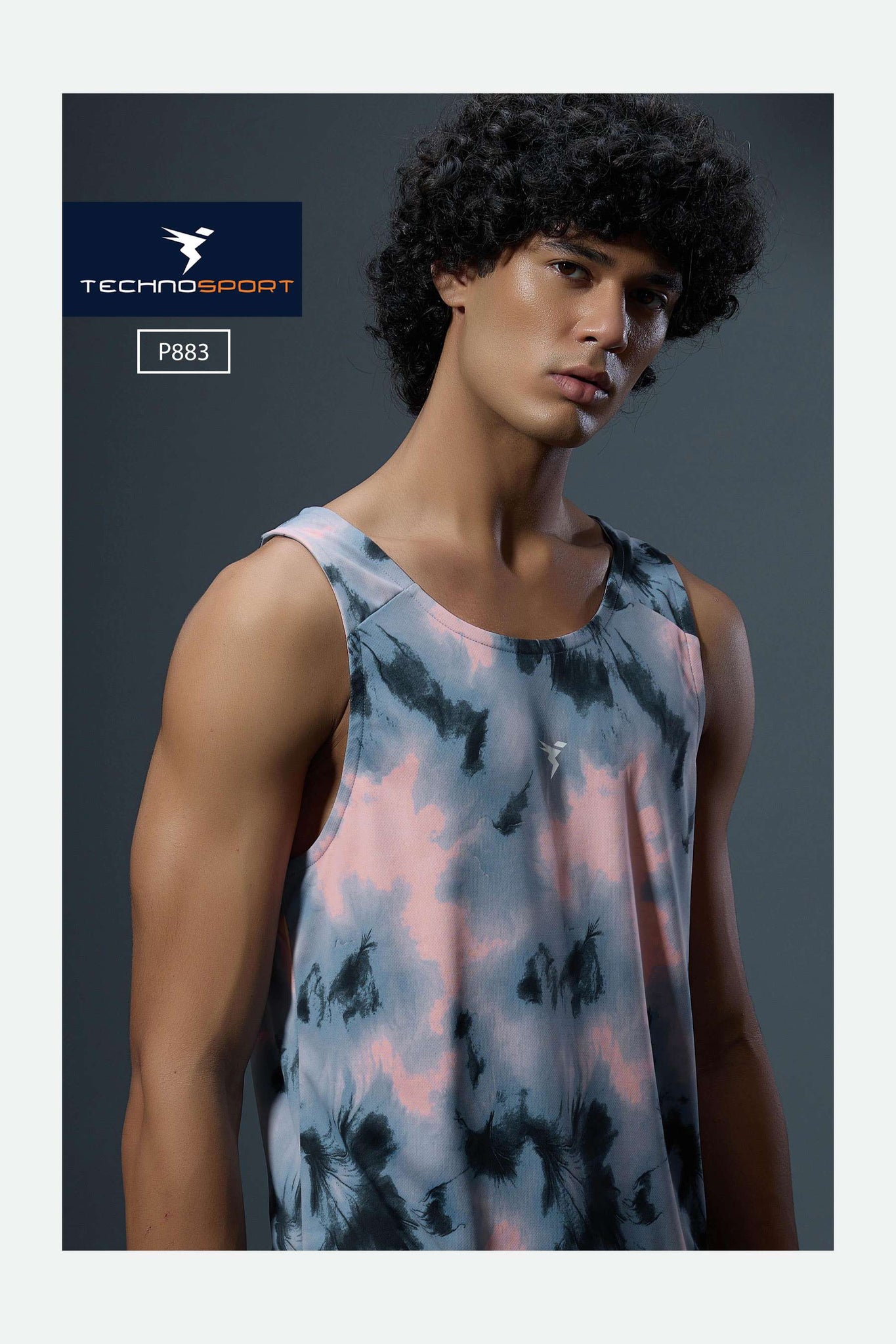 P883 MEN SLEEVLESS GRAPHIC PRINT SLIMFIT  | INDIGO BLOOM