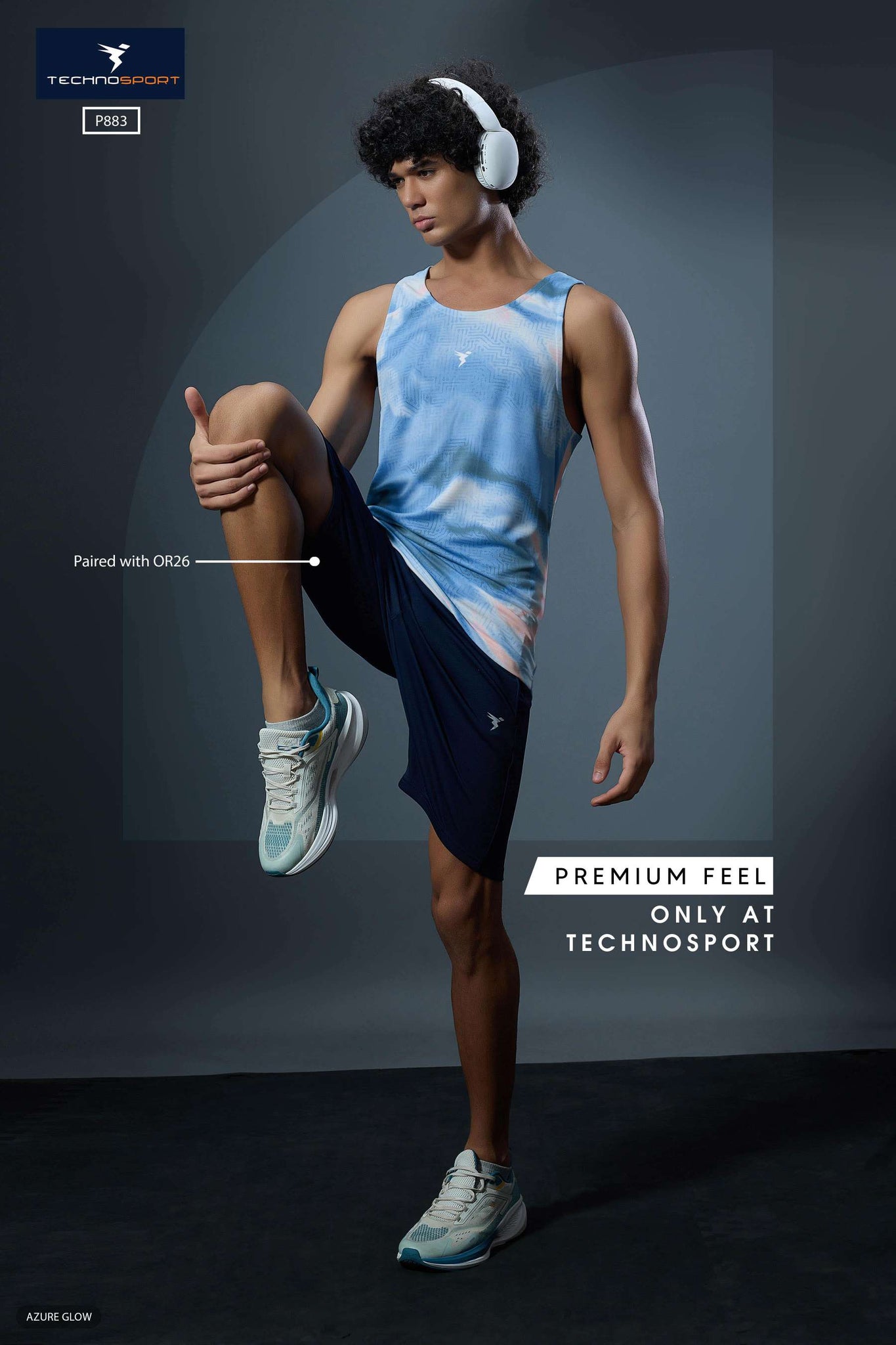 P883 MEN SLEEVLESS GRAPHIC PRINT SLIMFIT  | AZURE GLOW