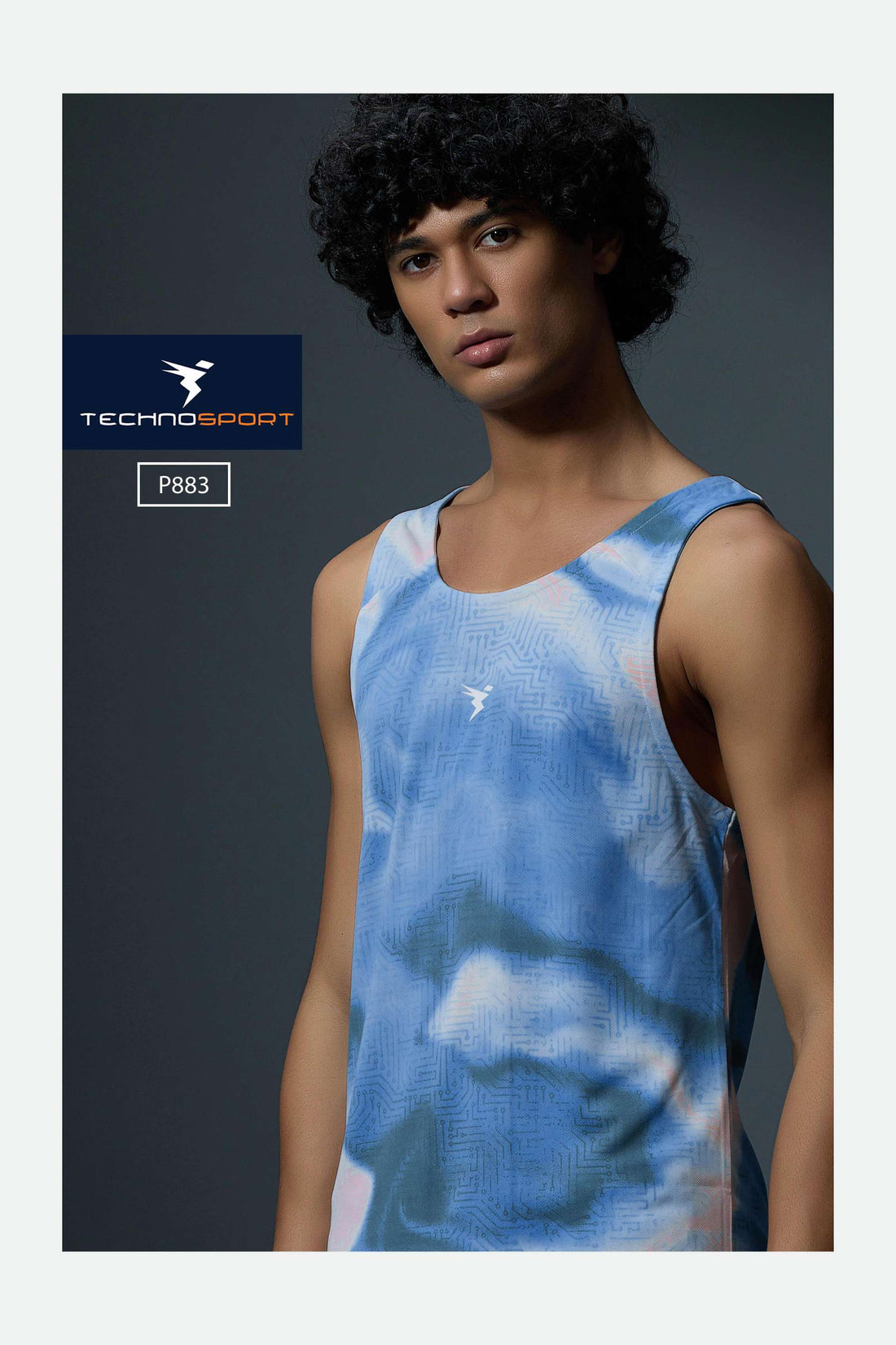 P883 MEN SLEEVLESS GRAPHIC PRINT SLIMFIT  | AZURE GLOW