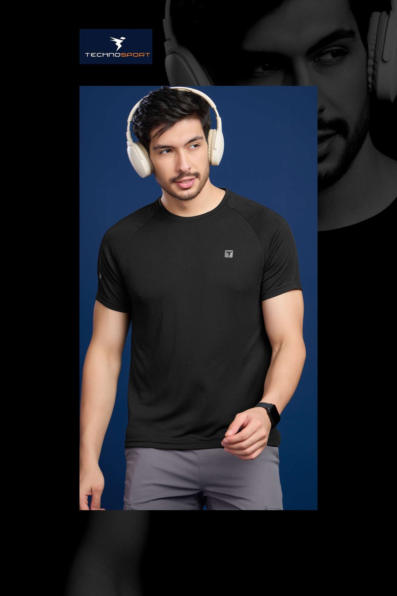 P884 MEN SOLID CREW NECK HALF SLLEVE |BLACK