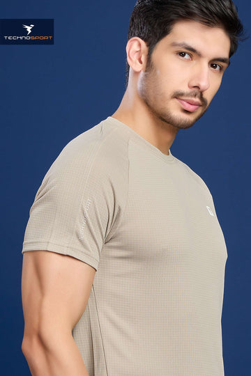 P884 MEN SOLID CREW NECK HALF SLLEVE | OYSTER GREY