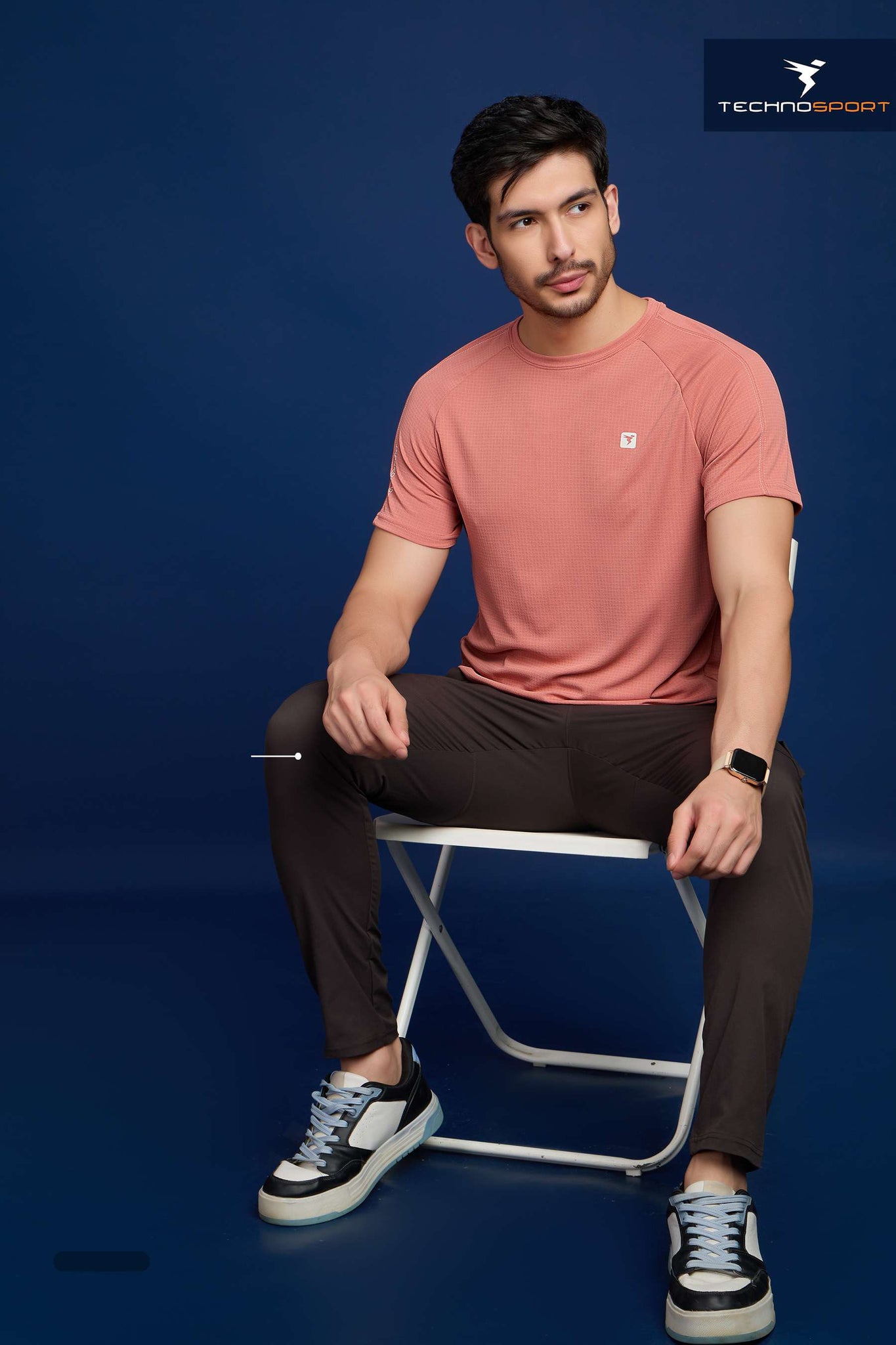 P884 MEN SOLID CREW NECK HALF SLLEVE | TERRACOTTA