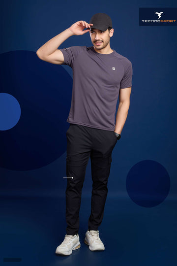 P884 MEN SOLID CREW NECK HALF SLLEVE | GRAPE VINE