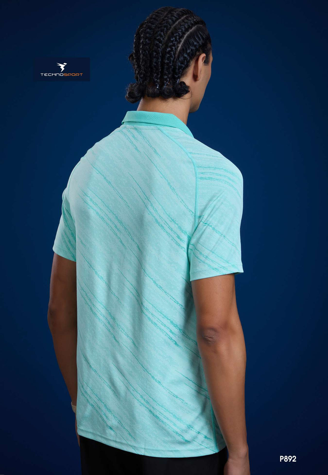 P892 Men Printed Slim Fit Polo T-shirt with DOUBLE COOL | BLUE LIGHT