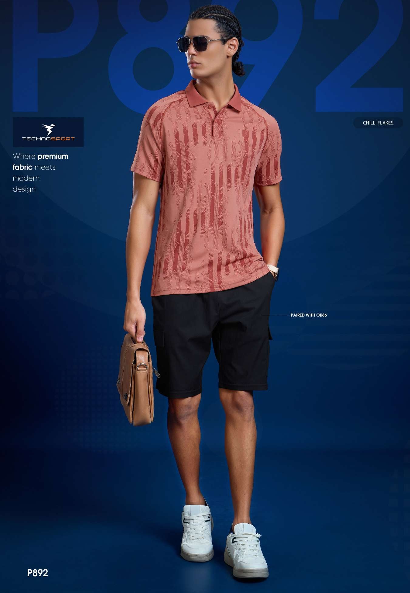 P892 Men Printed Slim Fit Polo T-shirt with DOUBLE COOL | CHILLI FLAKES