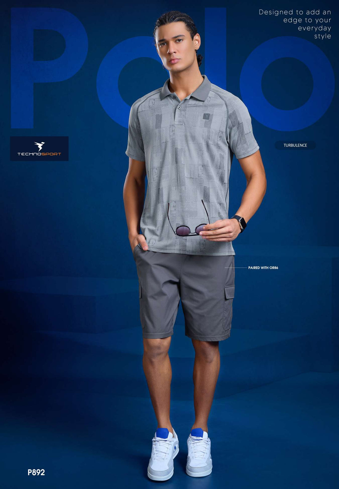 P892 Men Printed Slim Fit Polo T-shirt with DOUBLE COOL | TURBULANCE