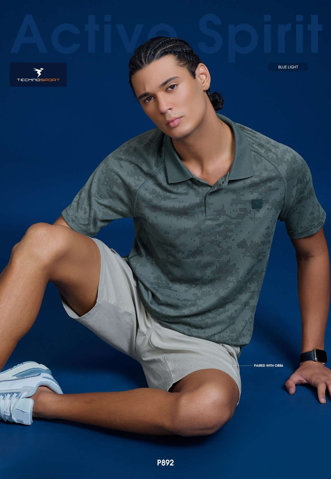 P892 Men Printed Slim Fit Polo T-shirt with DOUBLE COOL | TREKKING GREEN