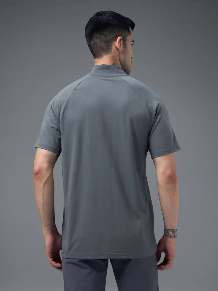 P922 Men Colorblock Slim Fit Mock Neck Sports T-shirt with COTFLEX | VINTAGE INDIGO