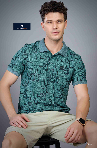OR820 MEN POLO PRINTED HALF SLEEVE TSHIRT | GRUNGE CUBE