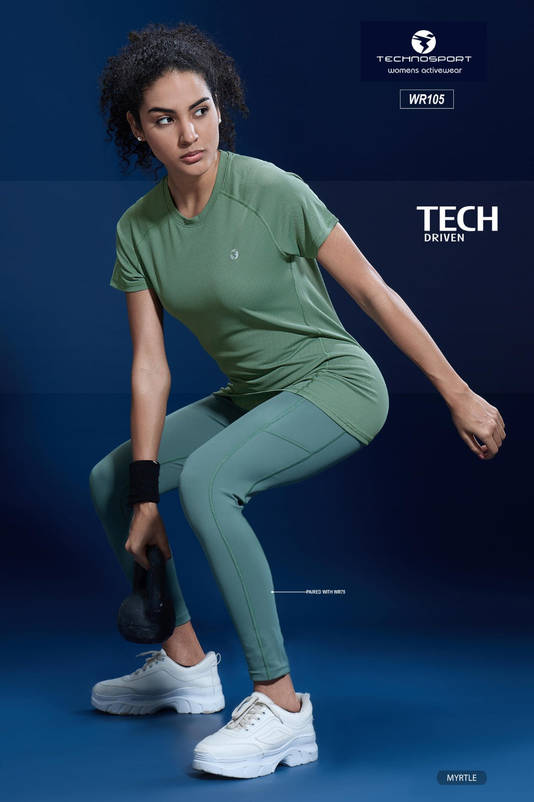 W105 Women Solid Slim Fit Crew Neck T-shirt with TECHNO COOL | MYRTLE