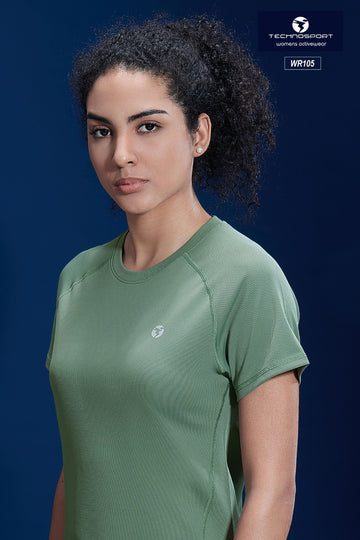 W105 Women Solid Slim Fit Crew Neck T-shirt with TECHNO COOL | MYRTLE