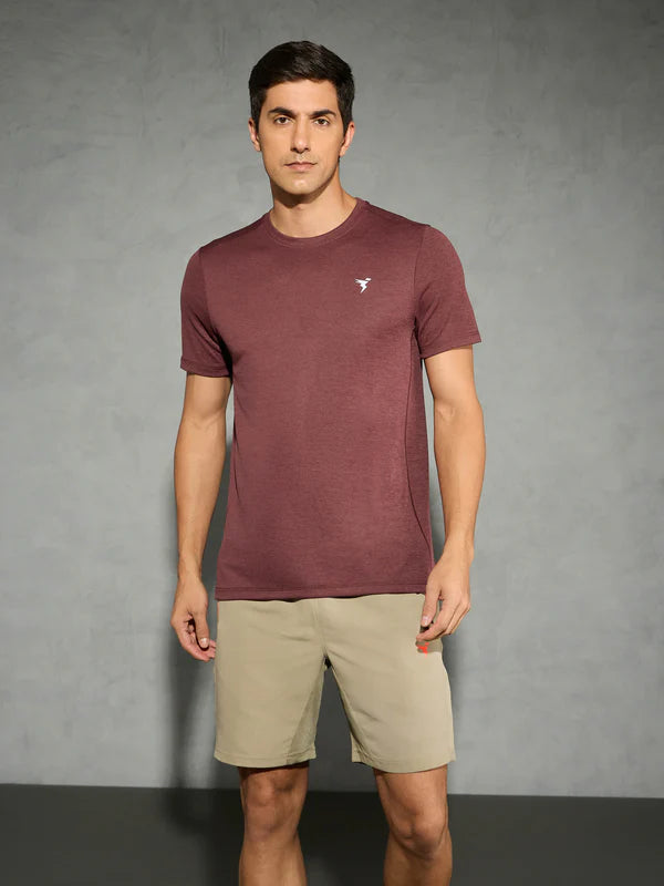 OR40 Men Solid Slim Fit Crew Neck T-shirt with DOUBLE COOL |CHOCOLATE TRUFFLE MELANGE