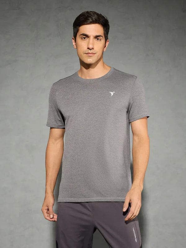 OR40 Men Solid Slim Fit Crew Neck T-shirt with DOUBLE COOL | IRON GREY