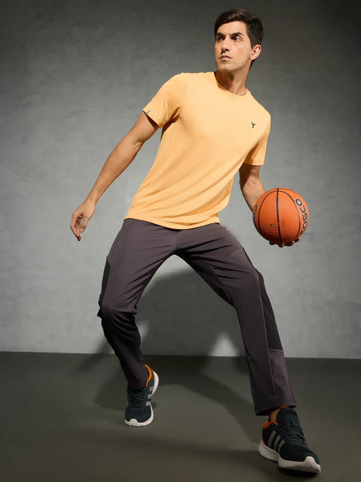 OR40 Men Solid Slim Fit Crew Neck T-shirt with DOUBLE COOL | PUMKIN MELANGE
